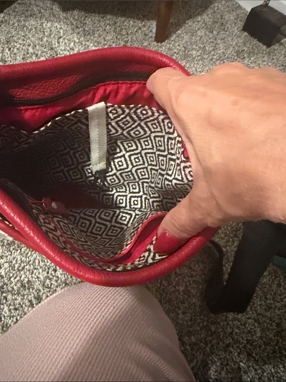 Red and Black Cowhide Women's Bag One of a kind. Bought from maker. Zerelli - Picture 5 of 6